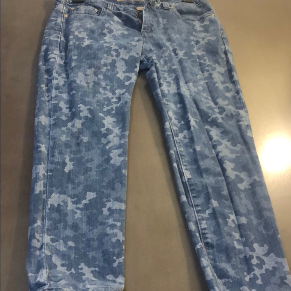 Michael Kors Blue Camouflage Skinny Jeans